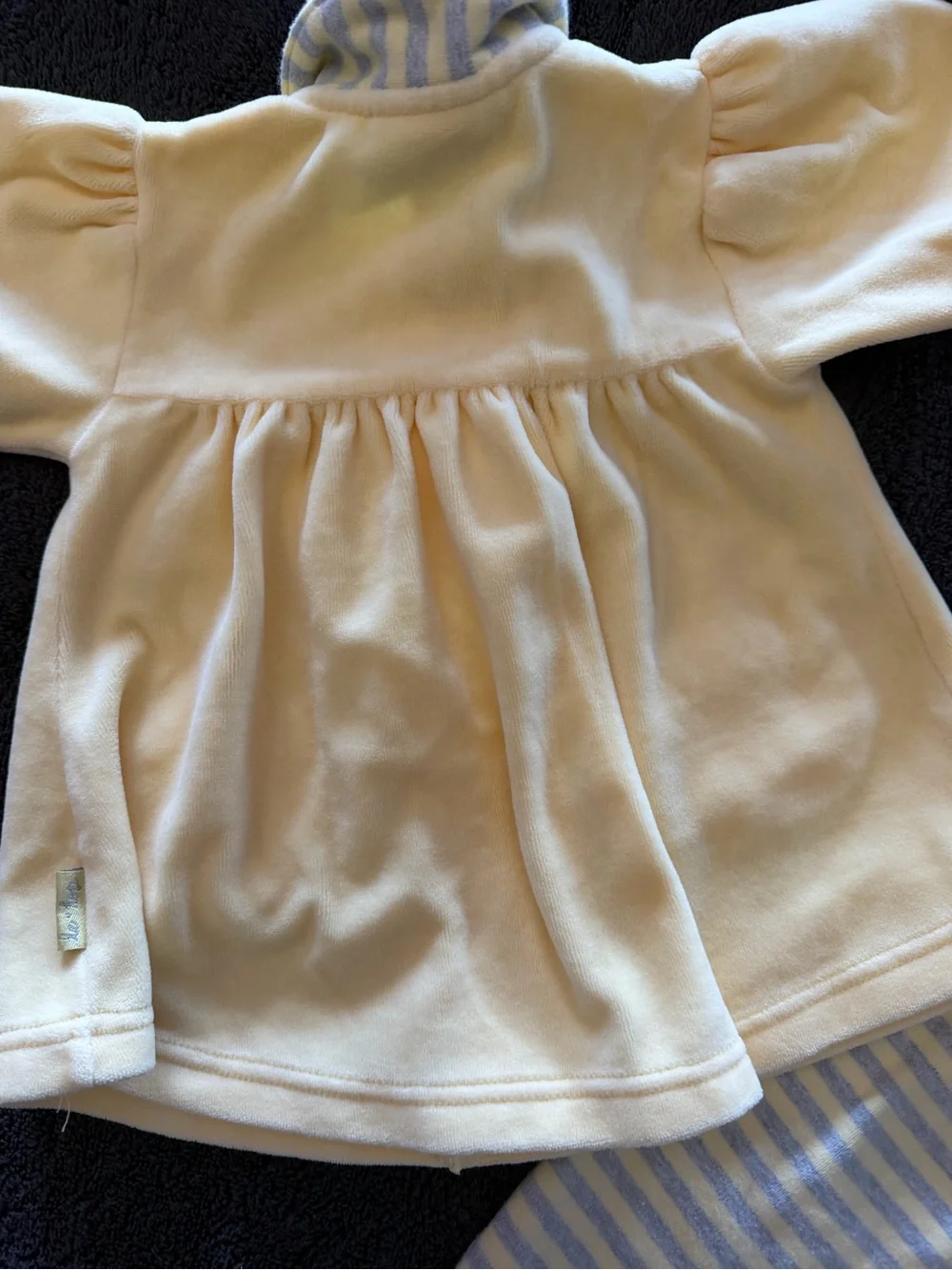 Le Top Yellow Duckling Jacket and Blue Striped Footed Pants Set